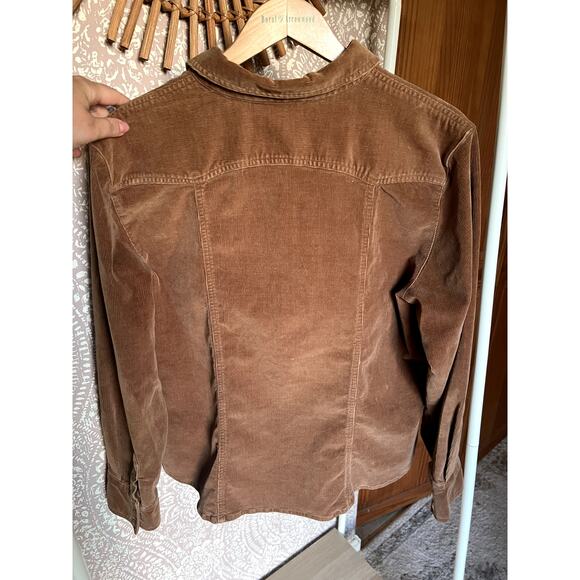 Vintage 90s Jones Wear Brown Retro Corduroy Button Up Jacket Blouse - Picture 8 of 10